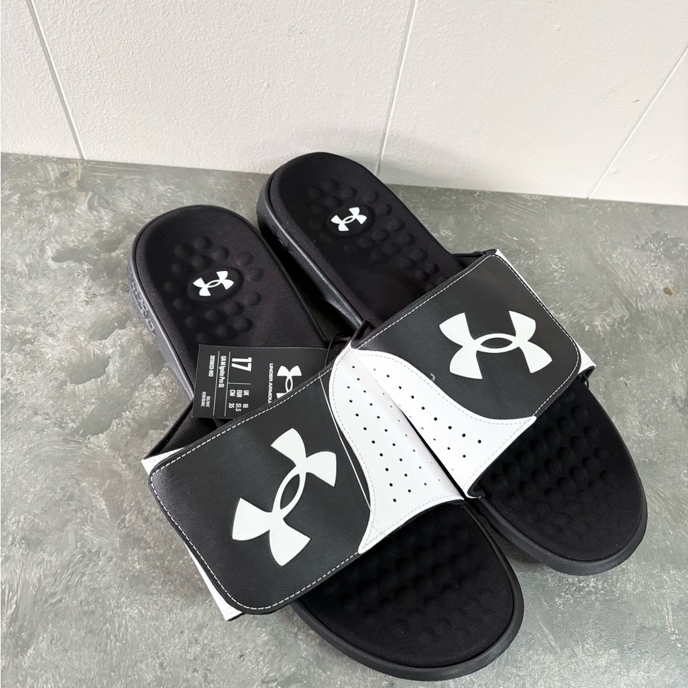 Under Armour Men's Ignite Pro Slide Sandals men’s size 17 black white new